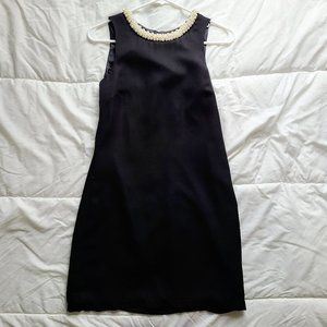 Black Shift Dress with Pearls